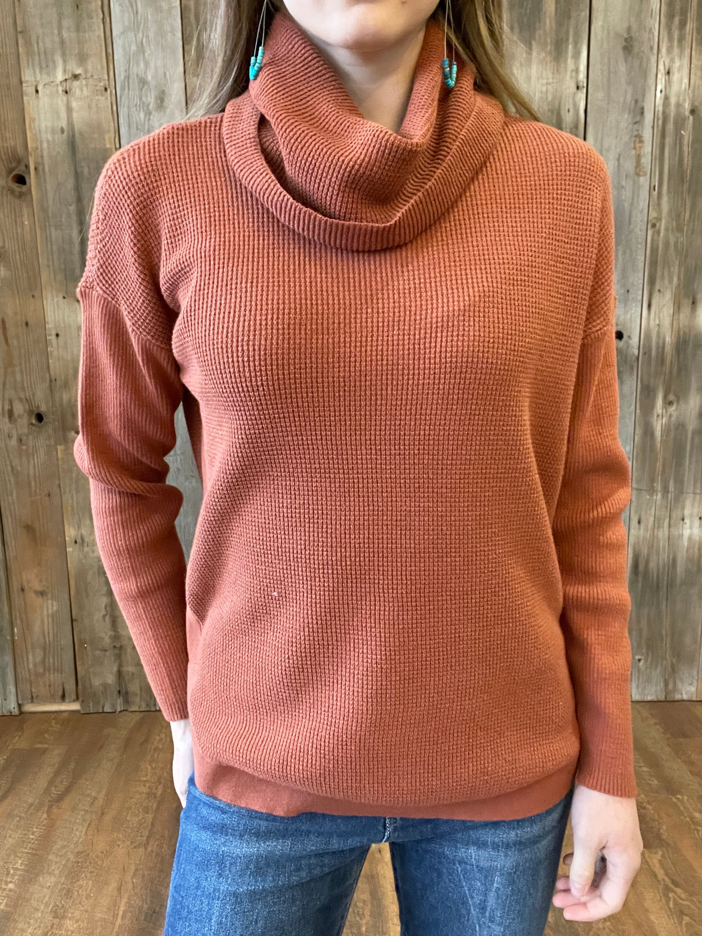 Cowl Neck Sweater- Copper