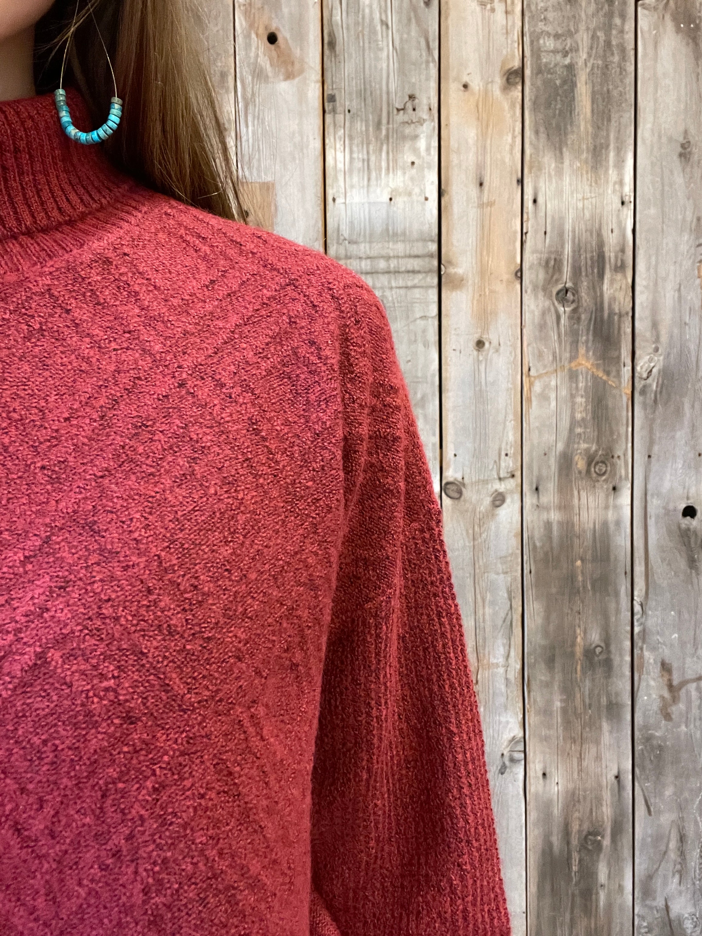 Mock Neck Sweater- Tibetan Red