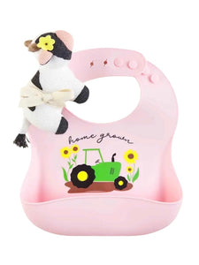 Pink Farm Silicone Bib and Rattle
