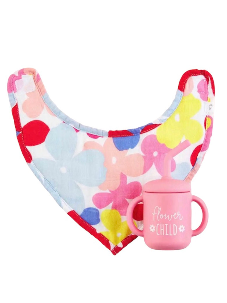 Floral Bib and Cup Set