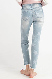 Destructed Star Print Jeans