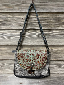 Star Studded Leather and Cowhide Crossbody
