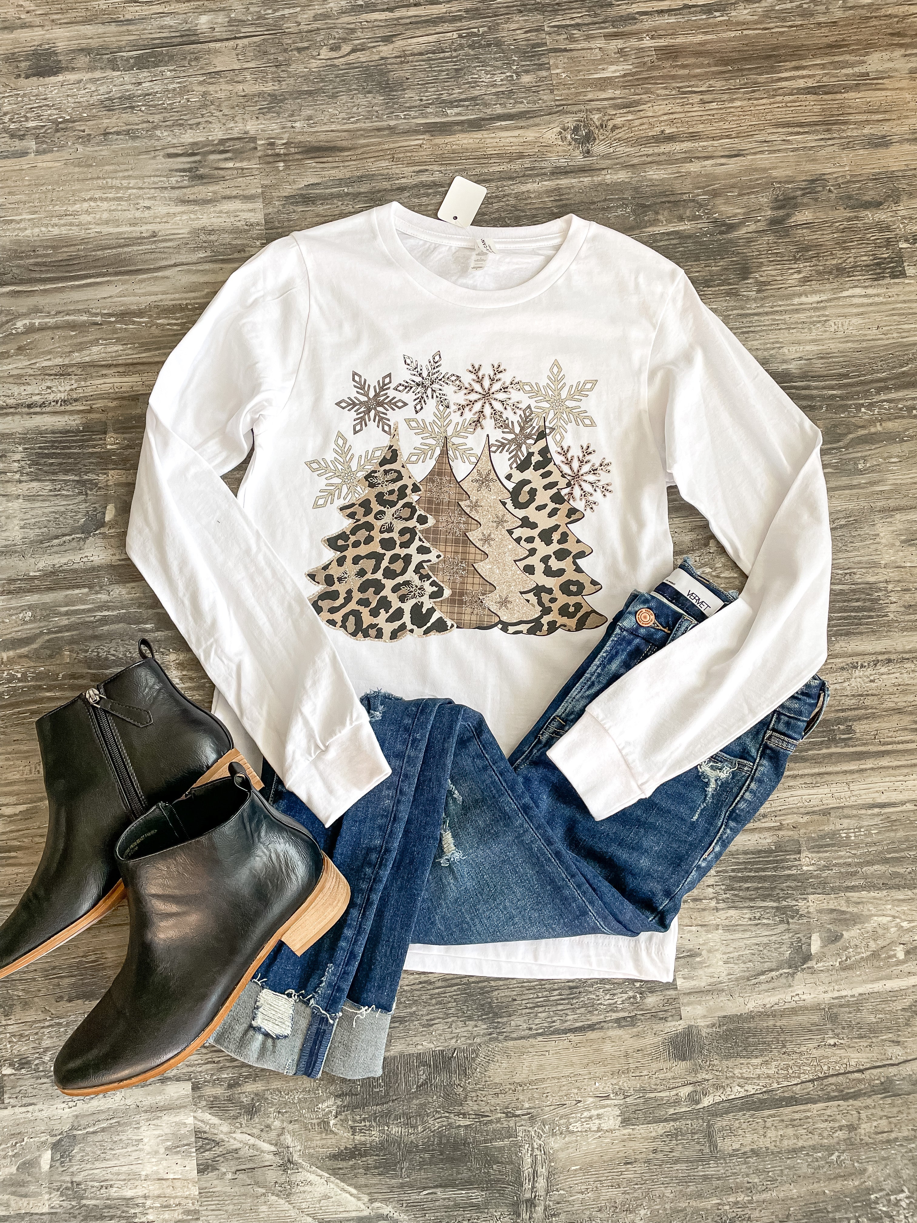 Leopard Trees and Snowflakes Long Sleeve Tee