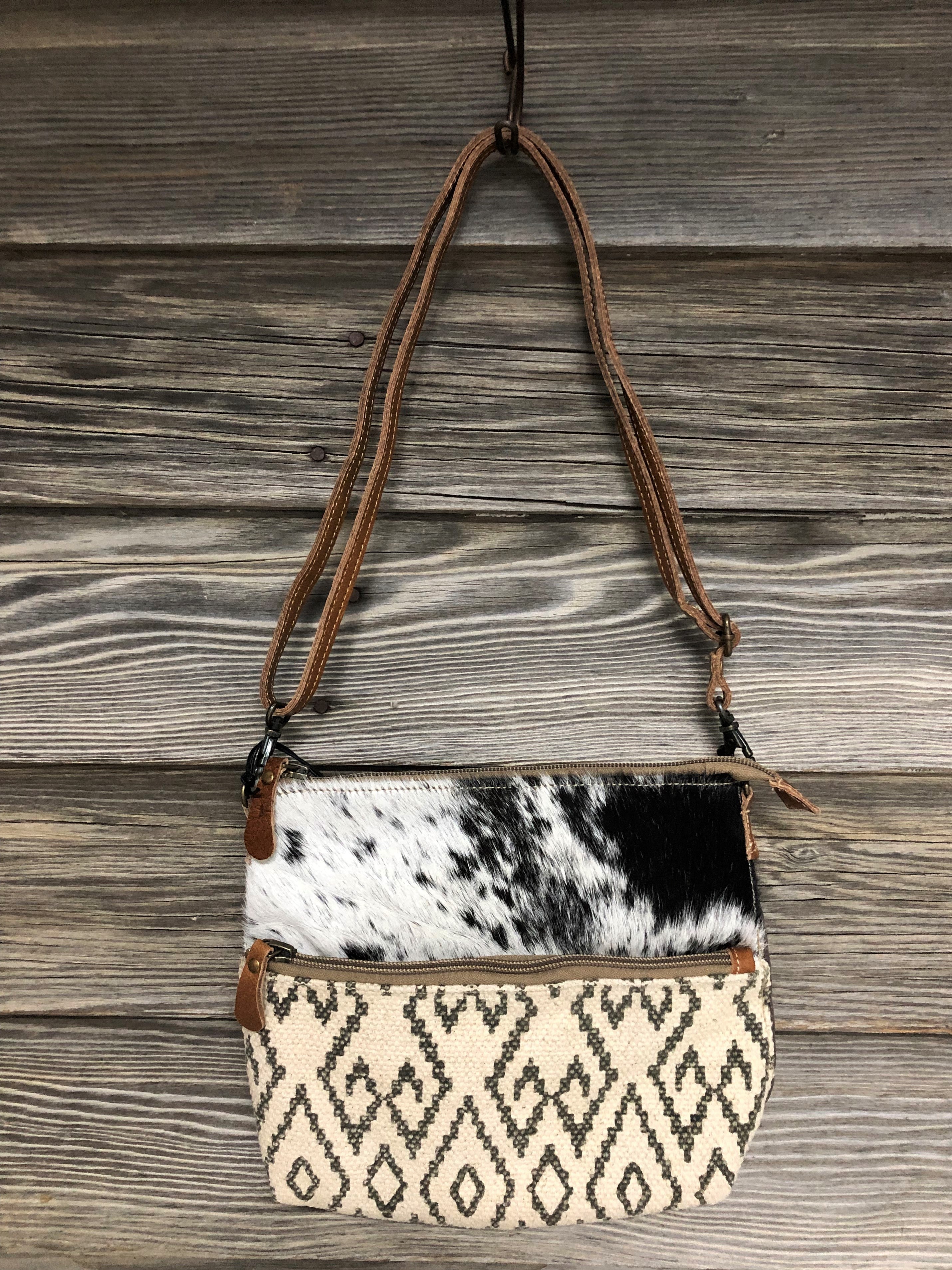 Aztec Cotton Rug & Cowhide Small Crossbody