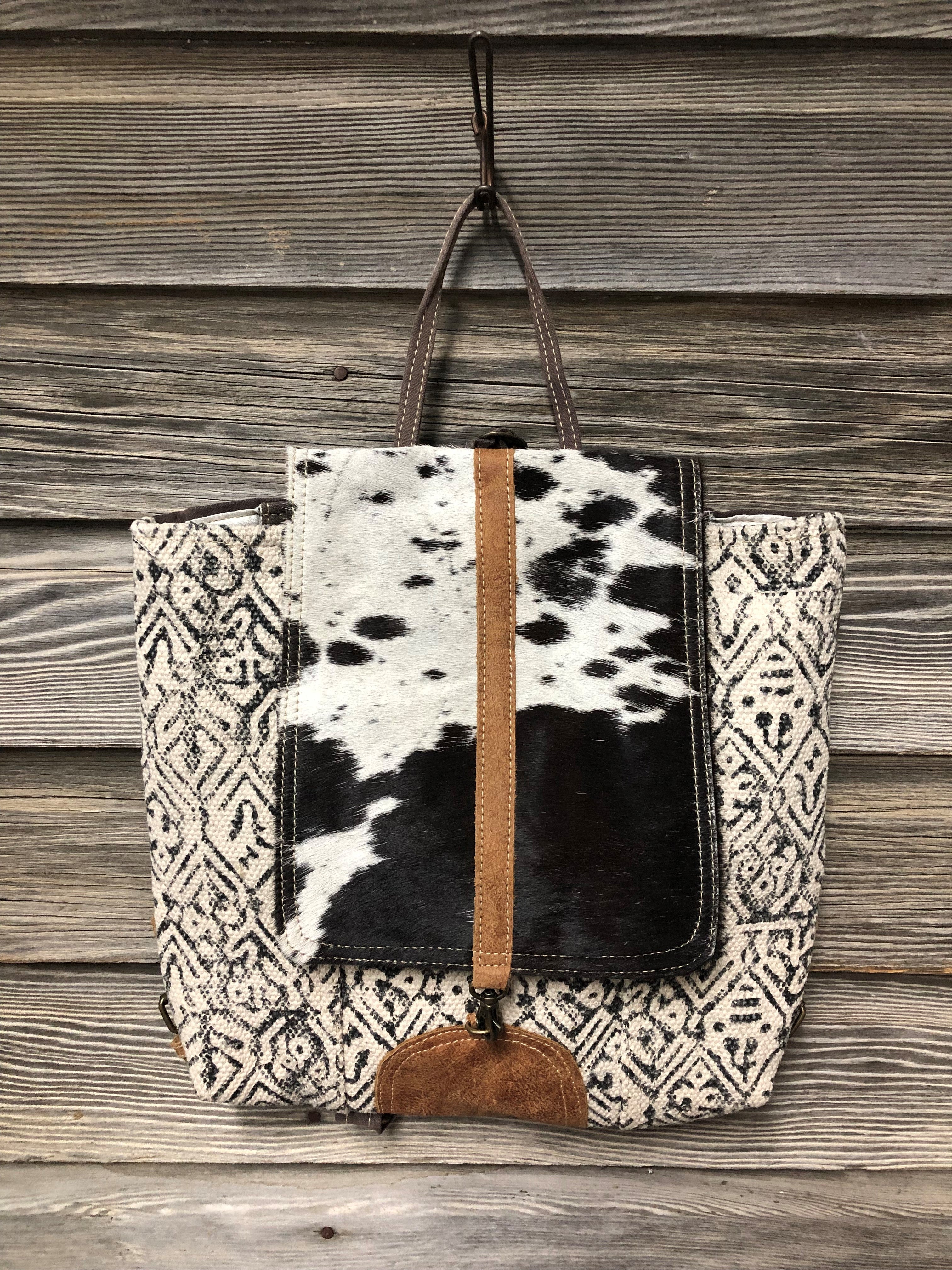 Cotton Rug and Cowhide Backpack