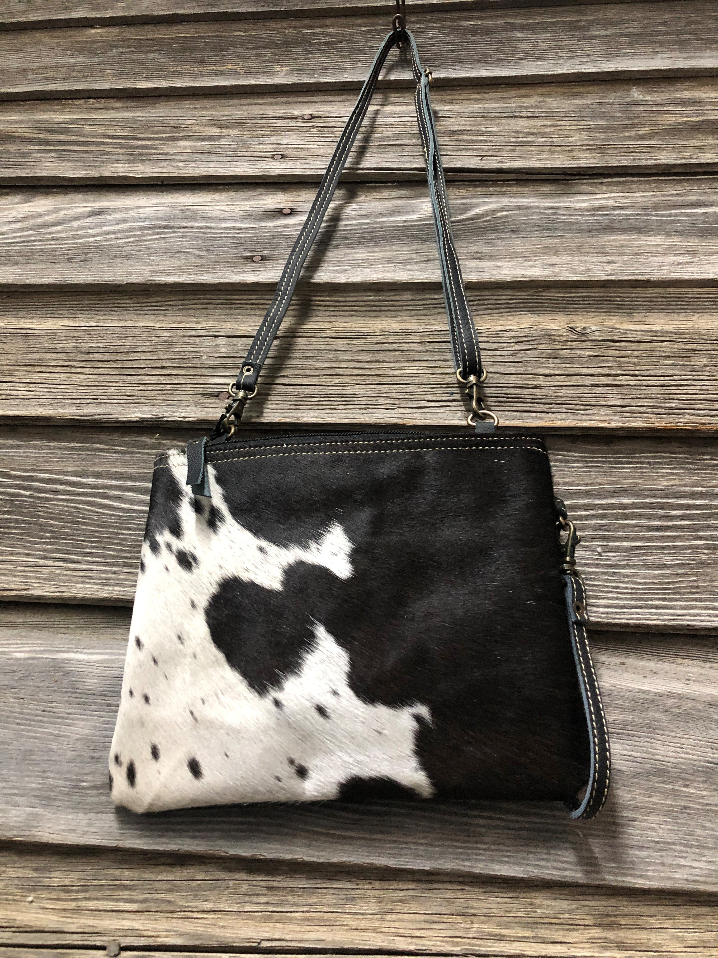Black and White Cowhide Satchel