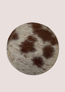 Cowhide Coaster- Brown and White