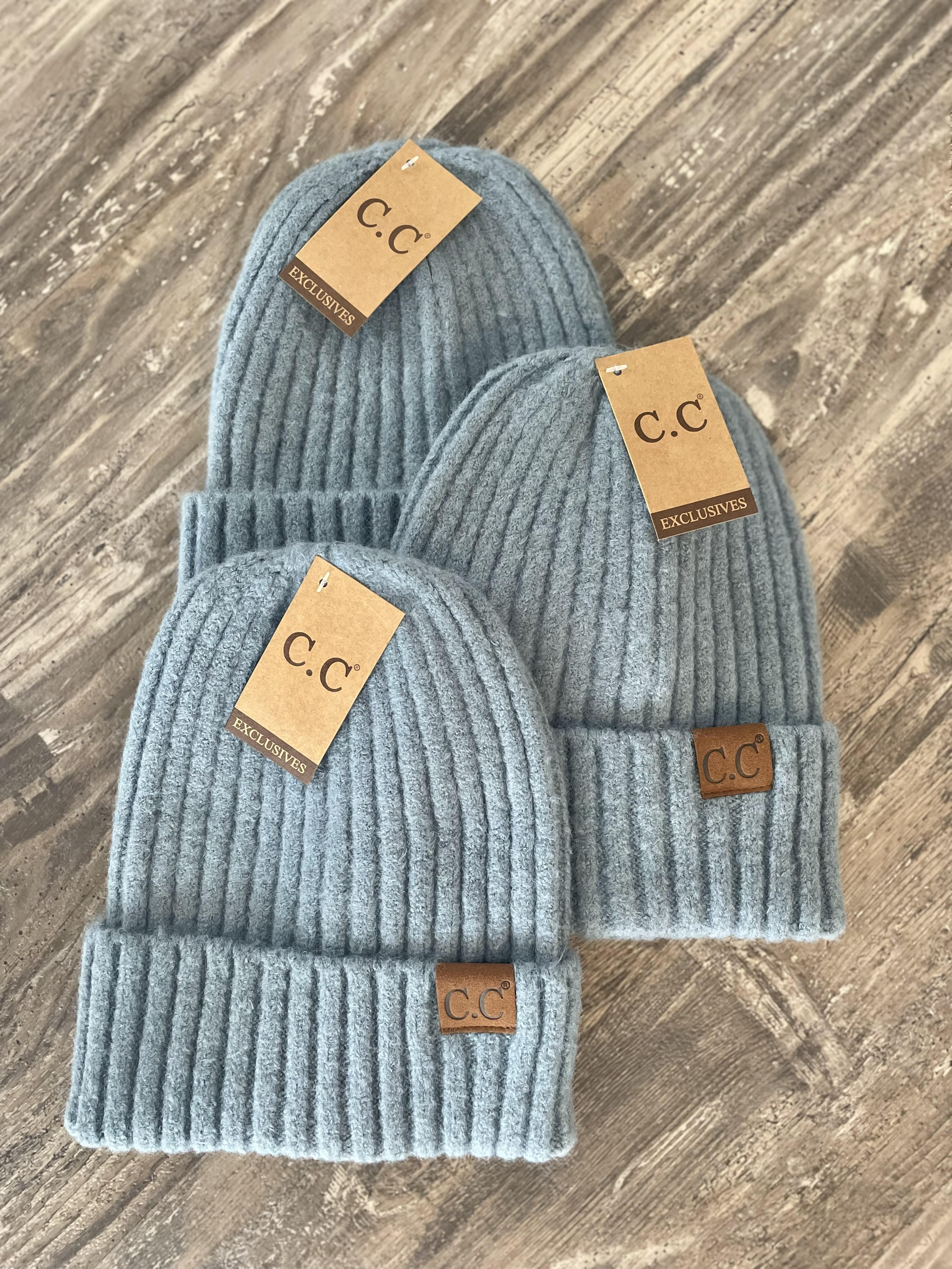 C.C. Beanie Hats in Smokey Blue and Black